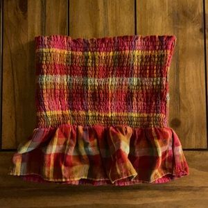 American eagle plaid strapless crop top